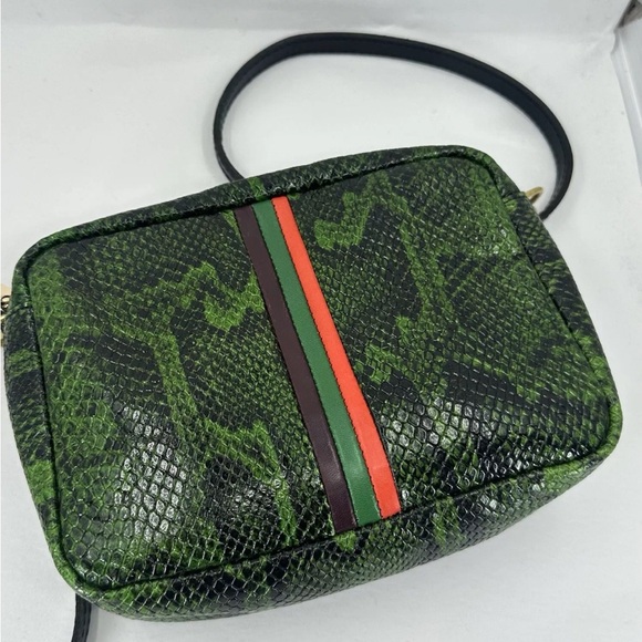 Clare V Fern Miro Stripe Snake Green Crossbody Midi Purse Sac~originally $345! - Picture 4 of 8